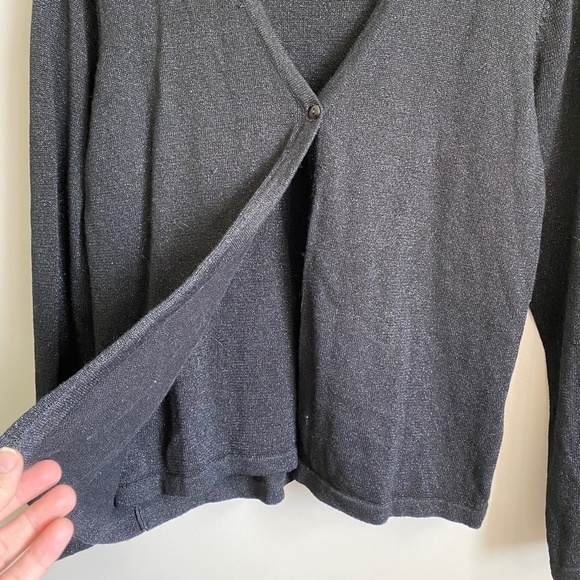 Bentley Vintage Womens Black Metallic Single Button Sweater Cardigan Top Medium - Picture 3 of 12